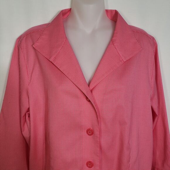 Coldwater Creek Womens Shirt Shacket Medium Pink Checked Buttons 3/4 Sleeve - Picture 3 of 10
